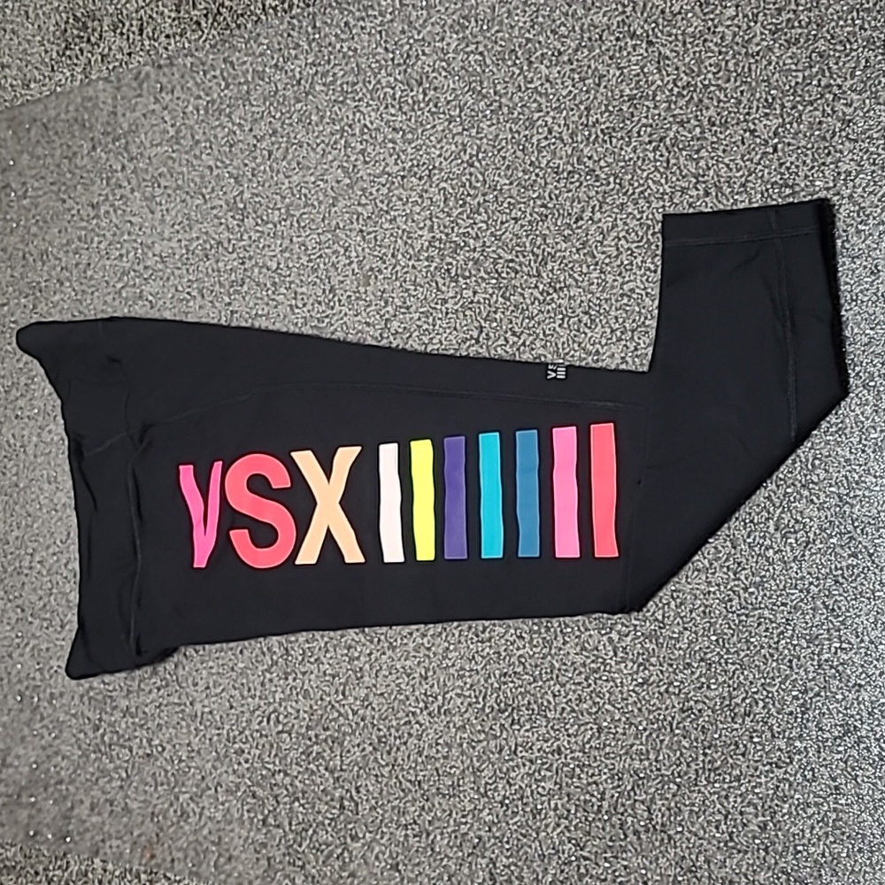 Victoria’s Secret VSX Sport Leggings with Multicolored Neon Stripes Size Large